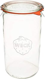 Weck Kavanoz 974 - Büyük Saklama Kapasiteli 1,5 L Cam Kavanozlar - Hava Geçirmez Kapaklı Kavanozlar Dekapaj için Uygun - Isıya Dayanıklı Konserve Kavanozları - Mikrodalga Kasa - (Cam Kapaklı 1