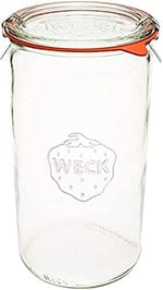 Weck Kavanoz 974 - Büyük Saklama Kapasiteli 1,5 L Cam Kavanozlar - Hava Geçirmez Kapaklı Kavanozlar Dekapaj için Uygun - Isıya Dayanıklı Konserve Kavanozları - Mikrodalga Kasa - (Cam Kapaklı 1