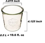 Weck Konserve Kavanozları 742 - Şeffaf Camdan Weck Kalıp Kavanozları - Çevre Dostu Konserve Kavanozu - Gıda için Saklama, Hava Geçirmez Conta ve Kapaklı - 1/2 Litre Uzun Kavanoz Seti - (2 Kavanoz)