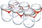 Weck Lale kavanozu, 1 litre, 6'lı set KAPAK, conta kıskaçları, cam, şeffaf, 6 x