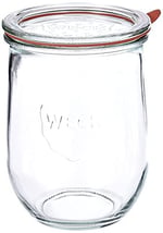 Weck Lale kavanozu, 1 litre, 6'lı set KAPAK, conta kıskaçları, cam, şeffaf, 6 x