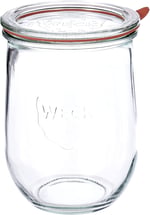 Weck Lale kavanozu, 1 litre, 6'lı set KAPAK, conta kıskaçları, cam, şeffaf, 6 x