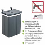 WENKO Kapı Atık Kutusu 12L Dolap Atık Kutusu Mutfak Atık Kutusu Gri - Seçenekler: kapı çöp kutusu, Kapı asma sepeti - ince...