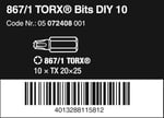 Wera Uç Çeşitleri, 867/1 TX 20 DIY, TX 20 x 25 mm (Kutu Başına 10 Uç), 05072408001