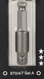 Wera Werkstatt 870/4/7 Set A SB, Alet Şaftları, Bağlantı Parçaları, 3 Parça, gri