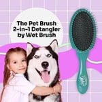 Wet Brush Ultimate Grooming Pet Brush, 2'si 1 arada çift taraflı detangling evcil hayvan fırçası – Ultra yumuşak IntelliFlex kıllar gevşek saç ve kir giderici, evcil hayvan bakım temizleme fırçası,