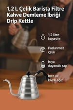 WF 1,2 L Çelik Barista Filtre Kahve Demleme ibriği Drip Kettle cin372
