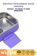 Wiggle Bento Lunchbox Kuromi Tek Katlı 2 Bölmeli Paslanmaz Çelik Sefer Tası