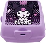 Wiggle Kuromi Temalı Lisanslı 4 Bölmeli Plastik Çocuk Beslenme Kutusu - Yemek Saklama Kabı Kaşık ve Çatallı (Lila-2)