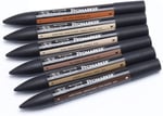 Winsor & Newton 0290077 ProMarker (cilt tonları, profesyonel yerleşim kalemi, 2 uç, ince ve geniş, çizimler, tasarım ve düzenler için) 6 renkli set