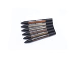 Winsor & Newton 0290077 ProMarker (cilt tonları, profesyonel yerleşim kalemi, 2 uç, ince ve geniş, çizimler, tasarım ve düzenler için) 6 renkli set