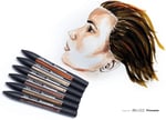 Winsor & Newton 0290077 ProMarker (cilt tonları, profesyonel yerleşim kalemi, 2 uç, ince ve geniş, çizimler, tasarım ve düzenler için) 6 renkli set