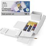 Winsor & Newton 0390639 Cotman Field Box sulu boya seti, yüksek ışık haslığına sahip canlı sulu boya, geniş renk seçenekleri, eskimeye karşı dayanıklı - 1/2 kapta 12 renk, karıştırma paleti, su tankı
