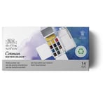 Winsor & Newton 0390639 Cotman Field Box sulu boya seti, yüksek ışık haslığına sahip canlı sulu boya, geniş renk seçenekleri, eskimeye karşı dayanıklı - 1/2 kapta 12 renk, karıştırma paleti, su tankı