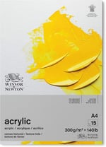Winsor & Newton 6534005 blok akrilik kağıt - 15 yaprak tuval yapılı DIN A4, 300 g/m², asit içermez, optik açıcı içermez, akri - Seçenekler: 8.3