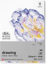Winsor & Newton 6689741 çizim kağıdı blokta – 25 yaprak A4, 220 g/m², ince granülasyon, doğal beyaz, asit içermez, arşivlenebilir kalite,  - Seçenekler: DIN A2, A3 - 25 Blatt Zeichenpapier im Block...
