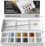 Winsor & Newton Cotman Suluboya Boya Seti, 8 Yarım Tava, Metalik Renkler Fırçalı