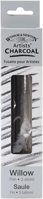 Winsor & Newton Willow Charcoal Sticks, Medium, 12/Pkg. - Seçenekler: 3 adet çizim kömürü, 3'lü kutu, Kömür, Sabitleyici., Silgi...