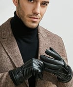 Winter Handschuhe Herren Faux Leder Warm Dick Vlies Winddicht Kälteschutz Thermal Fäustlinge Anti-Rutsch Berührungssensitiver Bildschirm für Outdoor Fahren Camping Damen Teenager…