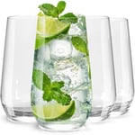 Wlasss 16 oz Highball Bardakları, 4 Adet Kurşunsuz İçme Bardakları. Su, Meyve Suyu, Şarap, Bira ve Viski için Şeffaf Cam Bardak Seti, Kokteyl Bardağı Seti İçecek
