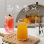 Wlasss 16 oz Highball Bardakları, 4 Adet Kurşunsuz İçme Bardakları. Su, Meyve Suyu, Şarap, Bira ve Viski için Şeffaf Cam Bardak Seti, Kokteyl Bardağı Seti İçecek