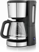 WMF Bueno filtre kahve makinesi, cam, 10 fincan, aroma cam sürahili kahve makinesi, damlama durdurucu, sıcak tutma plakası, kromargan/gümüş, 1000 W