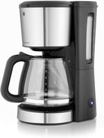 WMF Bueno filtre kahve makinesi, cam, 10 fincan, aroma cam sürahili kahve makinesi, damlama durdurucu, sıcak tutma plakası, kromargan/gümüş, 1000 W