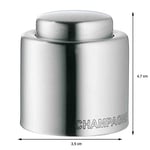 WMF Clever&More şampanya kapağı 3,5 cm yazılı, şampanya kapağı, şampanya şişesi kapağı, Cromargan paslanmaz çelik mat, şişe kapağı