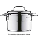 WMF Mini Derin Tencere, 14 cm, 1,3 L, Metal Kapaklı, İndüksiyon Uyumlu, Cromargan® Yüksek Kaliteli Paslanmaz Çelik, Üst Üste Saklanabilir