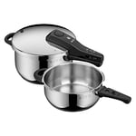 WMF Perfect One Pot 2 Parça Düdüklü Tencere Seti, 4,5 L ve 3 L, İndüksiyon Uyumlu, Cromargan® Yüksek Kaliteli Paslanmaz Çelik, 2 Pişirme Kademesi, Büyük Pişirme Göstergesi, Çıkarılabilir Kapak Sapı