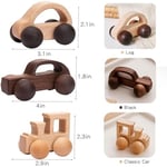 WOODEN TEETHER 3 Adet Ahşap Bebek Oyuncakları, Bebek Açgözlü Oyuncaklar Itme Araba Oyuncakları Montessori Oyuncakları Ahşap Oyuncak Araçlar, #3