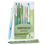 WRITECH Jel Kalemler Günlük İşaretleyicileri: Günlük Seti Estetik Çeşitli Pastel Renkli Mürekkep 0,5 mm İnce Nokta Geri Çekilebilir 0,7 mm Siyah Kalem Pürüzsüz Yazı Çizimi Kanama Yok 7 karat (Yeşil)