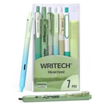 WRITECH Jel Kalemler Günlük İşaretleyicileri: Günlük Seti Estetik Çeşitli Pastel Renkli Mürekkep 0,5 mm İnce Nokta Geri Çekilebilir 0,7 mm Siyah Kalem Pürüzsüz Yazı Çizimi Kanama Yok 7 karat (Yeşil)