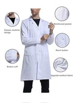 WWOO Laborkittel Herren Baumwolle weiß Arbeitskleidung kittel Weiss Fabric-Aktualisierung