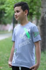 X Baskılı%100 Pamuk Erkek Çocuk T-shirt 9-16 Yaş