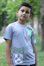X Baskılı%100 Pamuk Erkek Çocuk T-shirt 9-16 Yaş