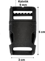 X-Perk Plastik Çanta Tokası Klipsli Ayarlı Toka Geçmeli Kilitli Toka Sırt Çanta Toka Aparatı 5'li set Genişlik 3 cm Boy 5 cm