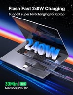 XAOSUN Thunderbolt 4 Kablo için 240W USB4, 90 Derece Dik Açı Thunderbolt 4 Kablo 6 ft, Destek 240W Şarj, 40Gbps Transfer, MacBook, Thunderbolt Dock, Tablet, Hub, eGPU için 8K/5K HD Ekran