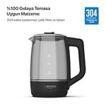 Xenon Smart Akıllı Kettle Paslanmaz Çelik Mobil Uygulama Kontrollü Otomatik Kapanma Hızlı Kaynatma Kolay Temizlik Kaçak Akım Korumalı Led Işıklı Cam Hazneli Su Isıtıcısı 1.7 Lt (Siyah) X7103
