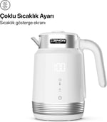 Xenon Smart Akıllı Kettle Paslanmaz Çelik Çift Katmanlı Mobil Uygulama Kontrollü Dijital Dokunmatik Otomatik Kapanma Hızlı Kaynatma Kolay Temizlik Kaçak Akım Korumalı Su Isıtıcı 1.7 Lt (Beyaz) X7102