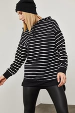 XHAN Çizgili Sweatshirt 0YZK8-10532
