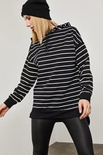 XHAN Çizgili Sweatshirt 0YZK8-10532