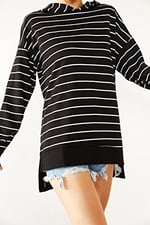 XHAN Çizgili Sweatshirt 0YZK8-10532