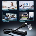 XIIXMASK Video yakalama kartı USB 3.0, 100 W PD HDMI USB/USB C 1080P HD 60 fps Live ve Record Video Audio Game MS2130, Switch Xbox PS4/5 Live Broadcast, oyun, akış için