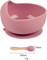 Xspring Silikon bebek beslenme seti, bebek kasesi, ayarlanabilir mama önlüğü, bebek kaşıkları içeren set, yürümeye başlayan çocuklar için silikon beslenme seti (pembe)