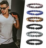 YADOCA 8 mm inci bileklik, erkekler ve kadınlar için, lav taşı, aslan, leopar, inci bileklik seti