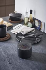 YAMAZAKI home Seramik yiyecek saklama egzersiz aletleri/canisters hava geçiren kapaklı seramik kutu, seramik, siyah, tek boy