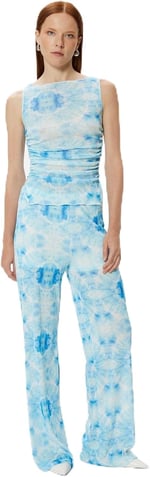 Yarı Transparan Kolsuz Tişört Batik Desenli Slim Fit