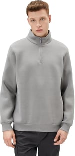 Yarım Fermuarlı Sweatshirt Basic Dik Yaka Ribanalı Uzun Kollu Şardonlu