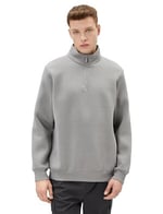 Yarım Fermuarlı Sweatshirt Basic Dik Yaka Ribanalı Uzun Kollu Şardonlu
